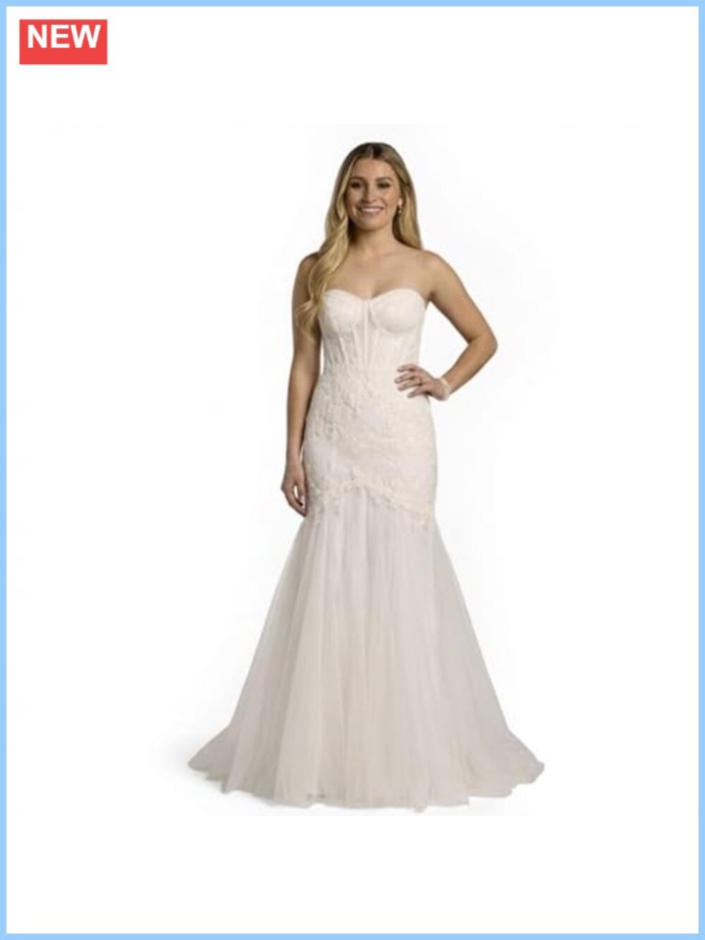 Strapless Beaded Lace Mermaid Wedding Dress